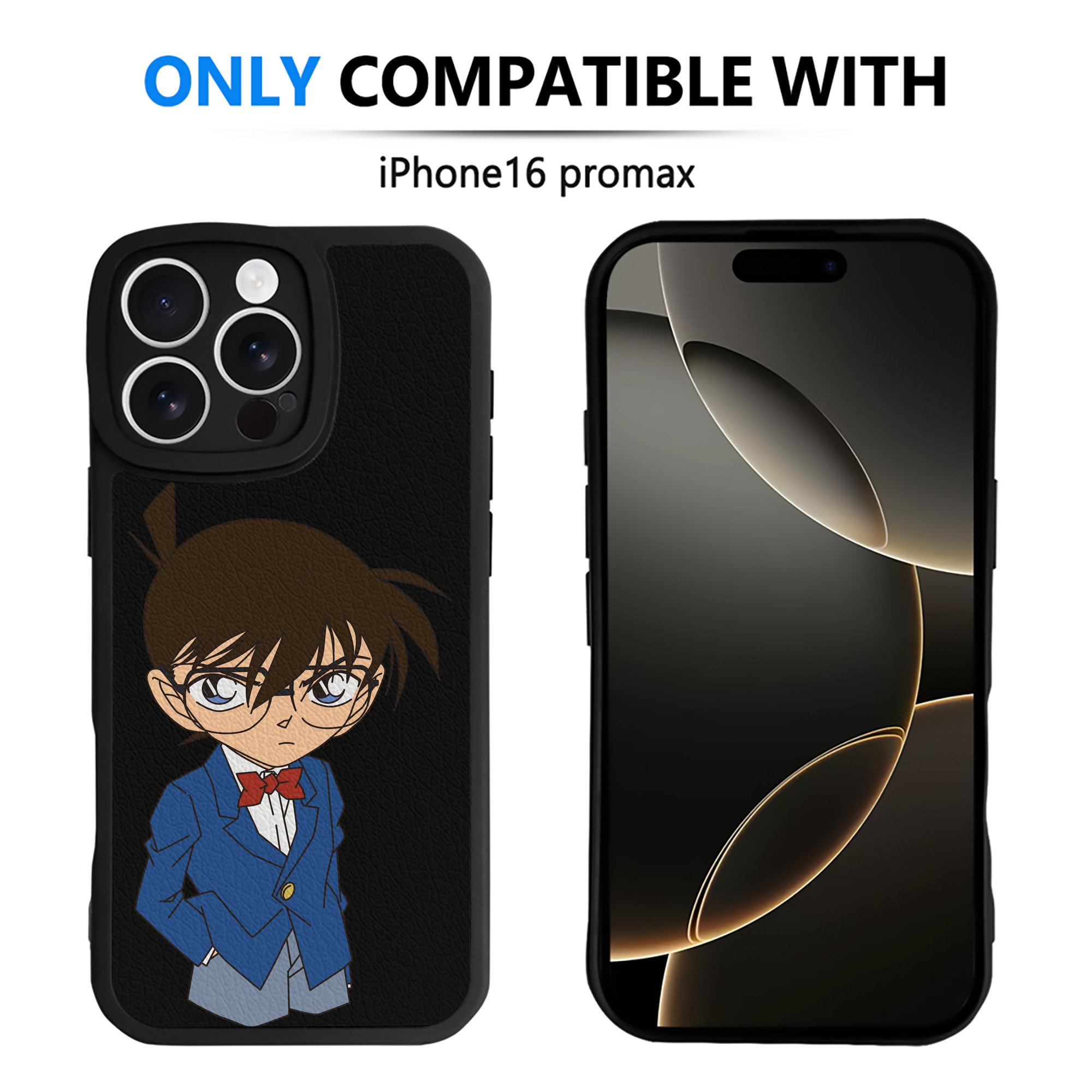 （画像用） 名探偵コナン 江戸川 コナン Detective Conan Conan Edogawa 【iPhone 16シリーズ対応】シリコンスマホケース（レザー調） 材質：シリコン